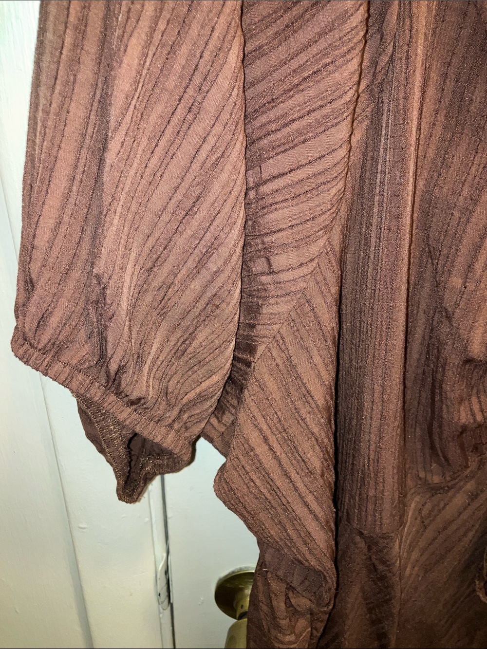 Terra & Sky Brown Striped Ruched Front SS Midi Dress 2X 20-22 - Picture 3 of 4